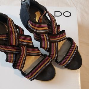 Elastic black rainbow platform wedge